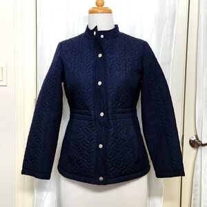 Black Rivet Navy Quilted Snap Pea Coat